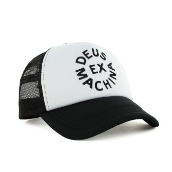 Deus Ex Machina Circle Logo Mesh Back Trucker Cap - Black/White