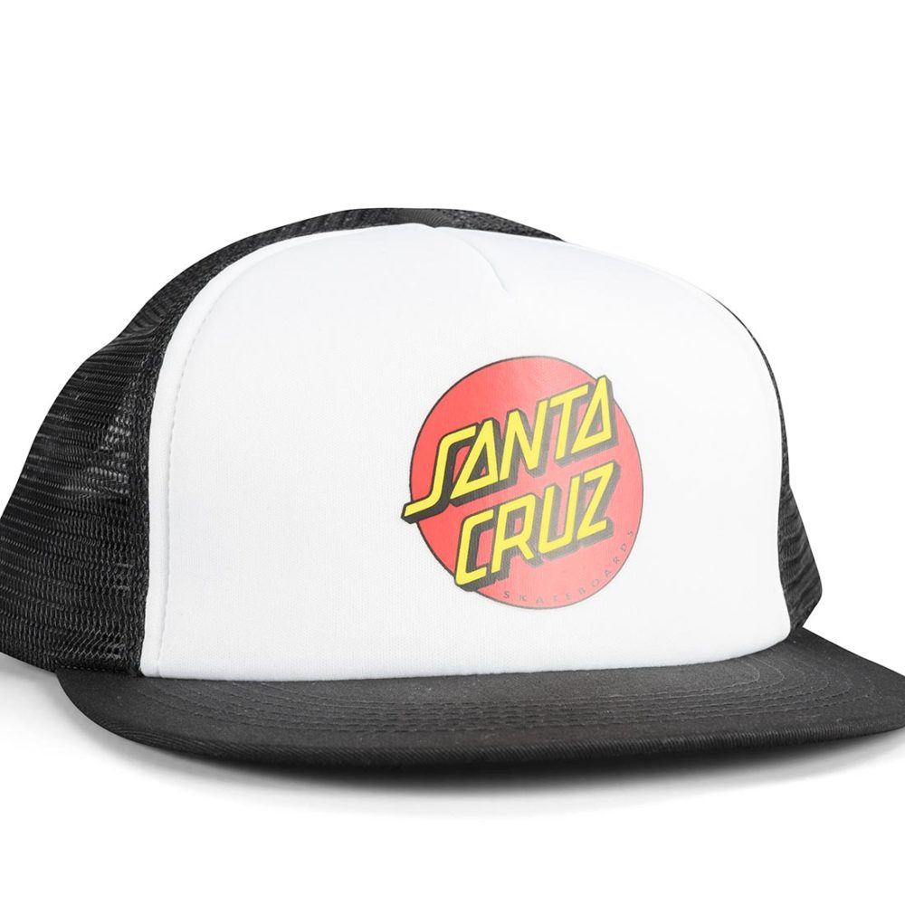 Santa Cruz Classic Dot Mesh Back Trucker Cap - White/Black