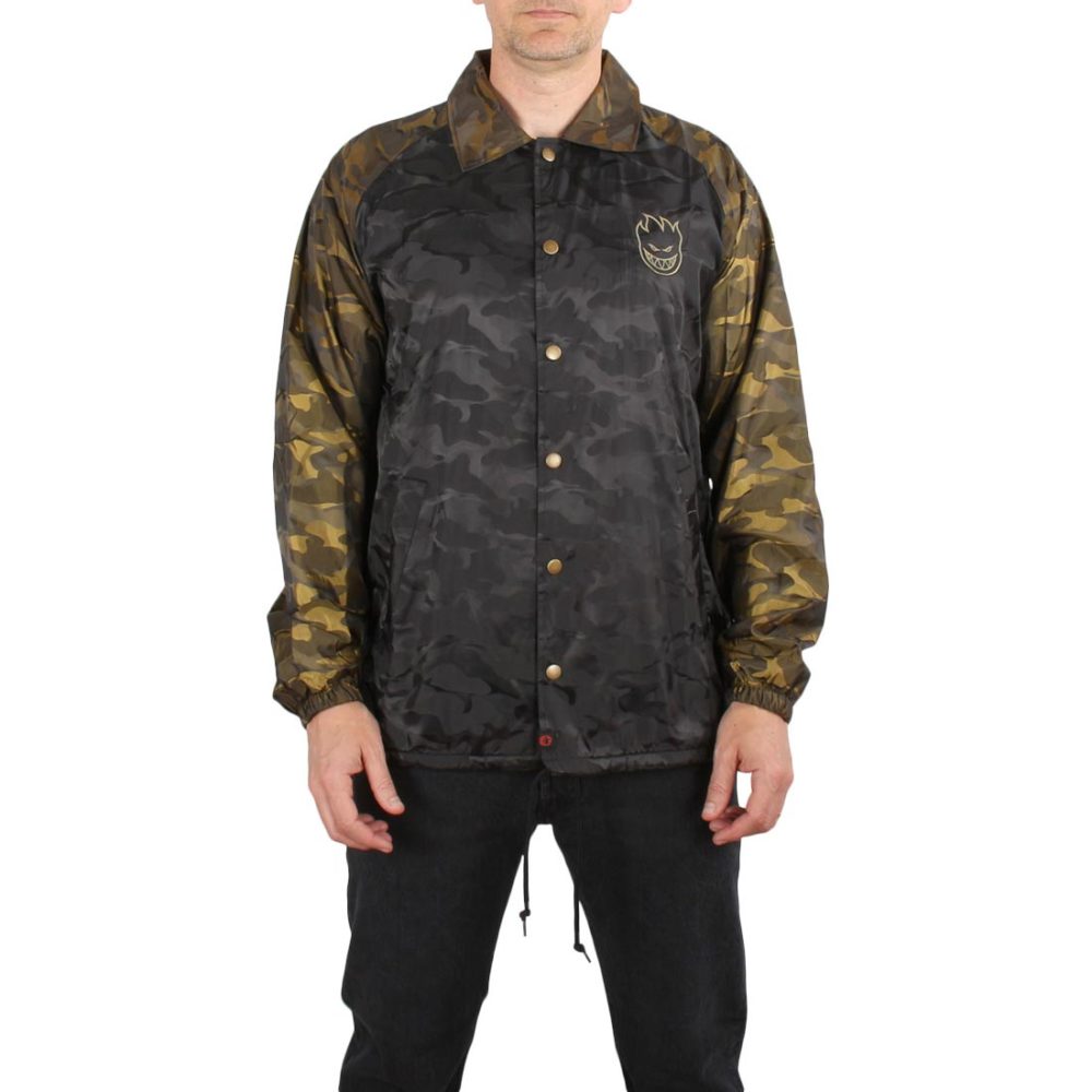 Spitfire Stock Bighead Emb Coach Jacket - Black / Gold Camo