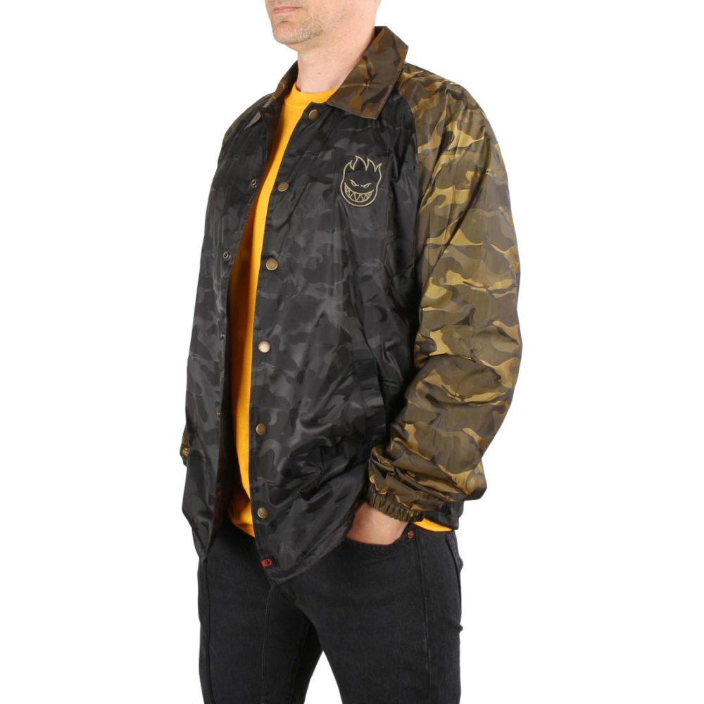 Spitfire Stock Bighead Emb Coach Jacket - Black / Gold Camo