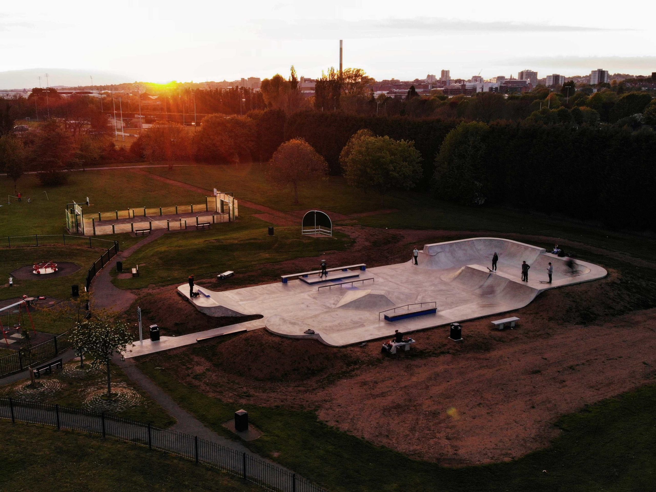 Lady Bay Skatepark Drone Sunset