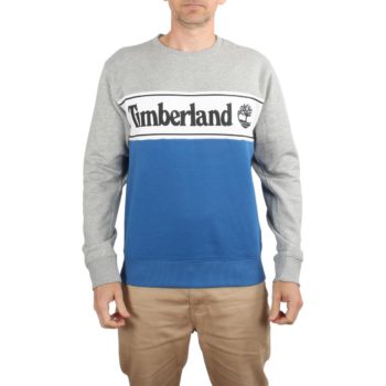 Timberland Linear Crew Sweater - Grey Heather / Yale Blue