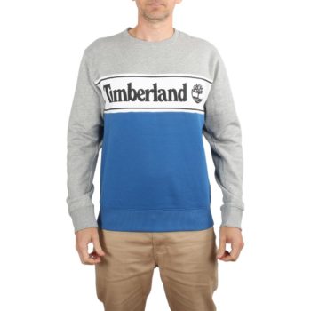 Timberland Linear Crew Sweater - Grey Heather / Yale Blue