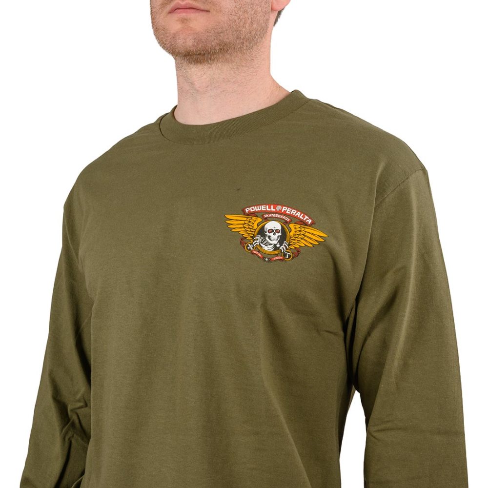 Powell Peralta Winged Ripper L/S T-Shirt - Military Green