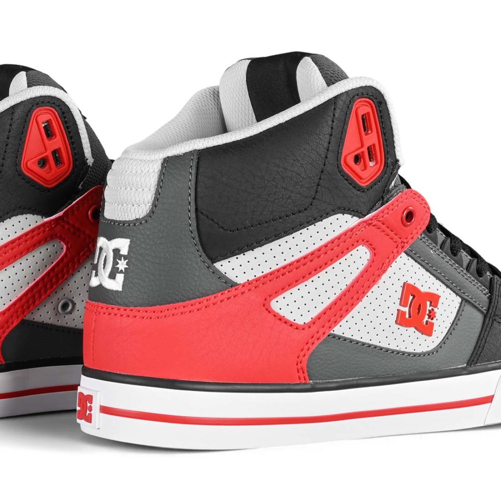DC Pure High Top WC Skate Shoes - Grey/Red
