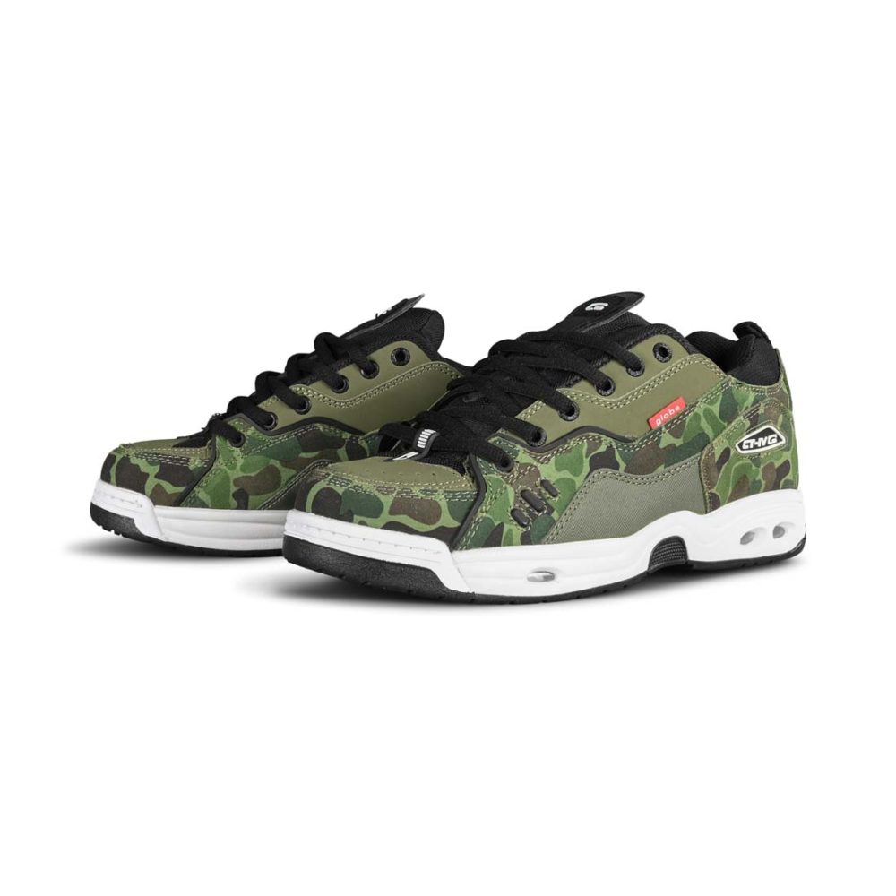 Globe CT-IV Classic Skate Shoes - Green Camo / White