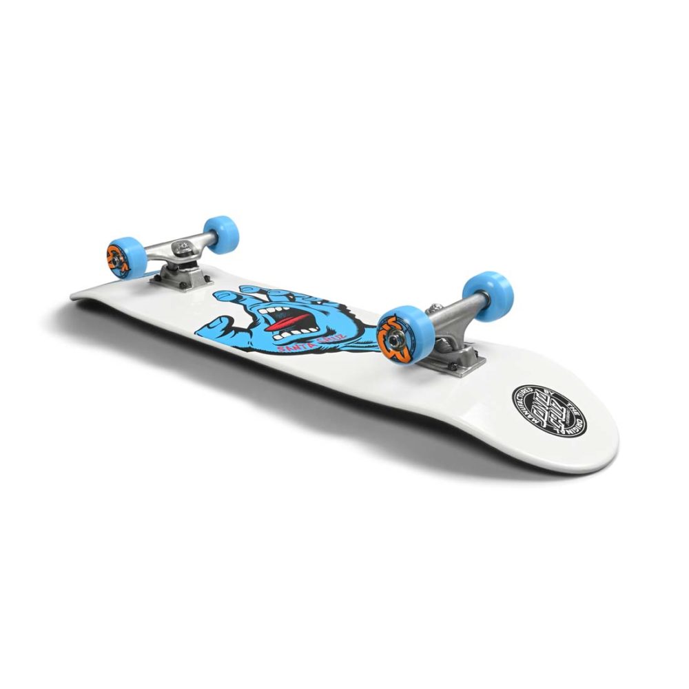 Santa Cruz Screaming Hand 7.75" Complete Skateboard - White / Blue