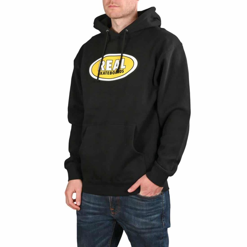 Real Oval Pullover Hoodie - Black / Yellow