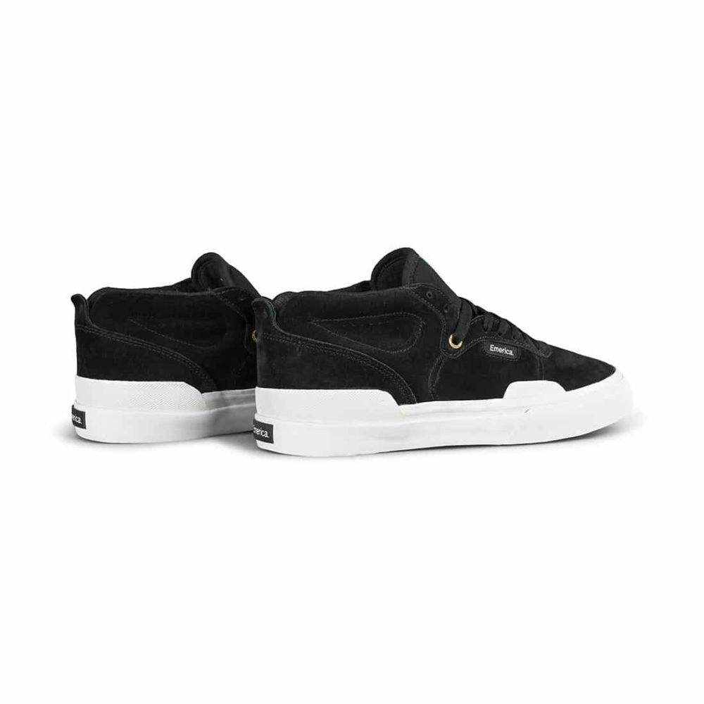 Emerica Pillar Mid-Top Skate Shoes - Black/White/Gold