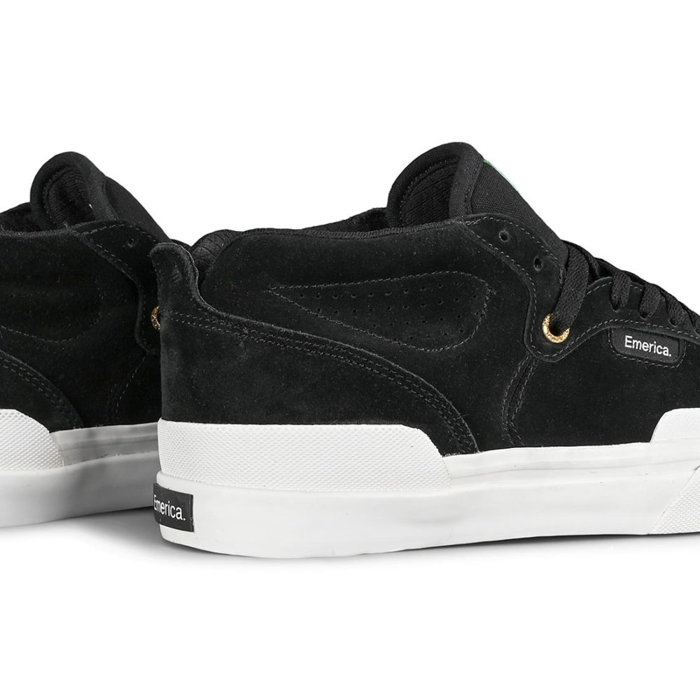 Emerica Pillar Mid-Top Skate Shoes - Black/White/Gold