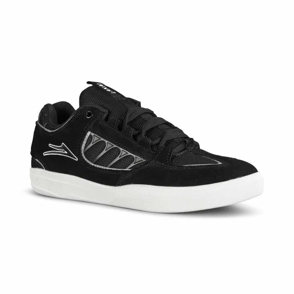 Lakai Carroll Skate Shoes - Black White Suede