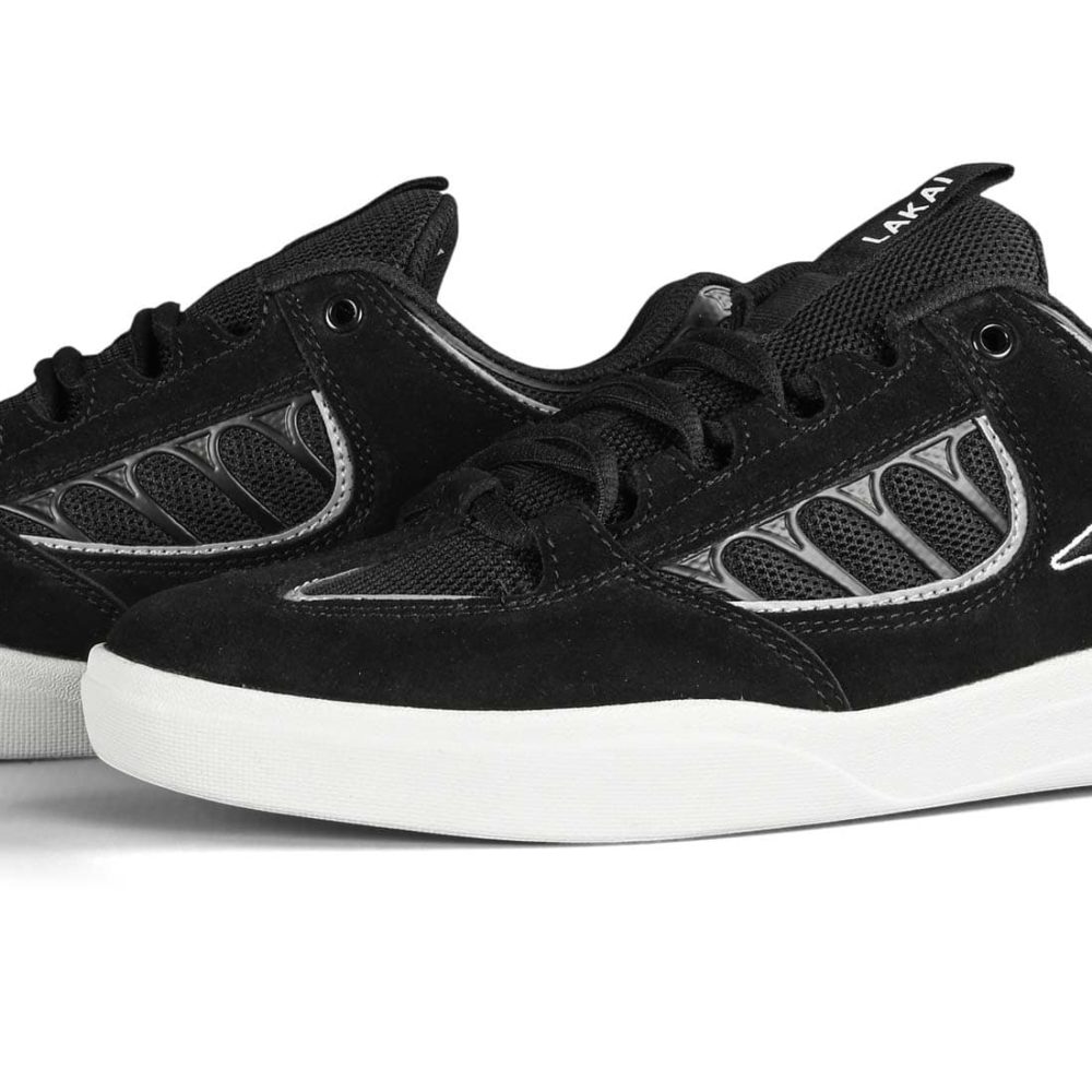 Lakai Carroll Skate Shoes - Black White Suede