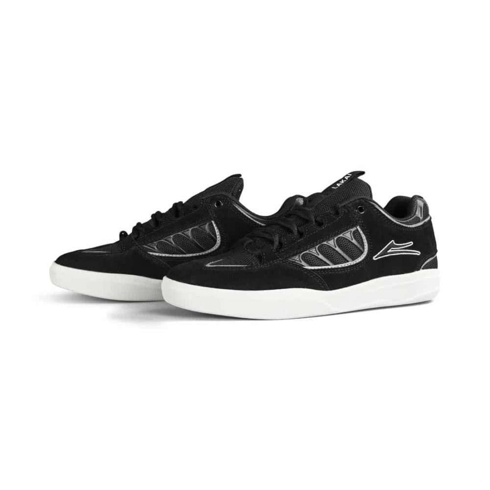 Lakai Carroll Skate Shoes - Black White Suede