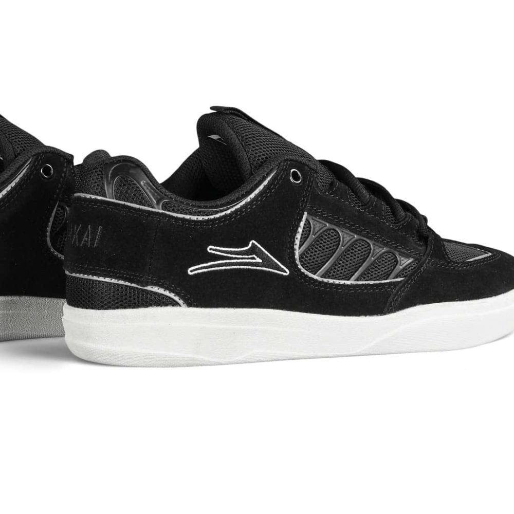 Lakai Carroll Skate Shoes - Black White Suede