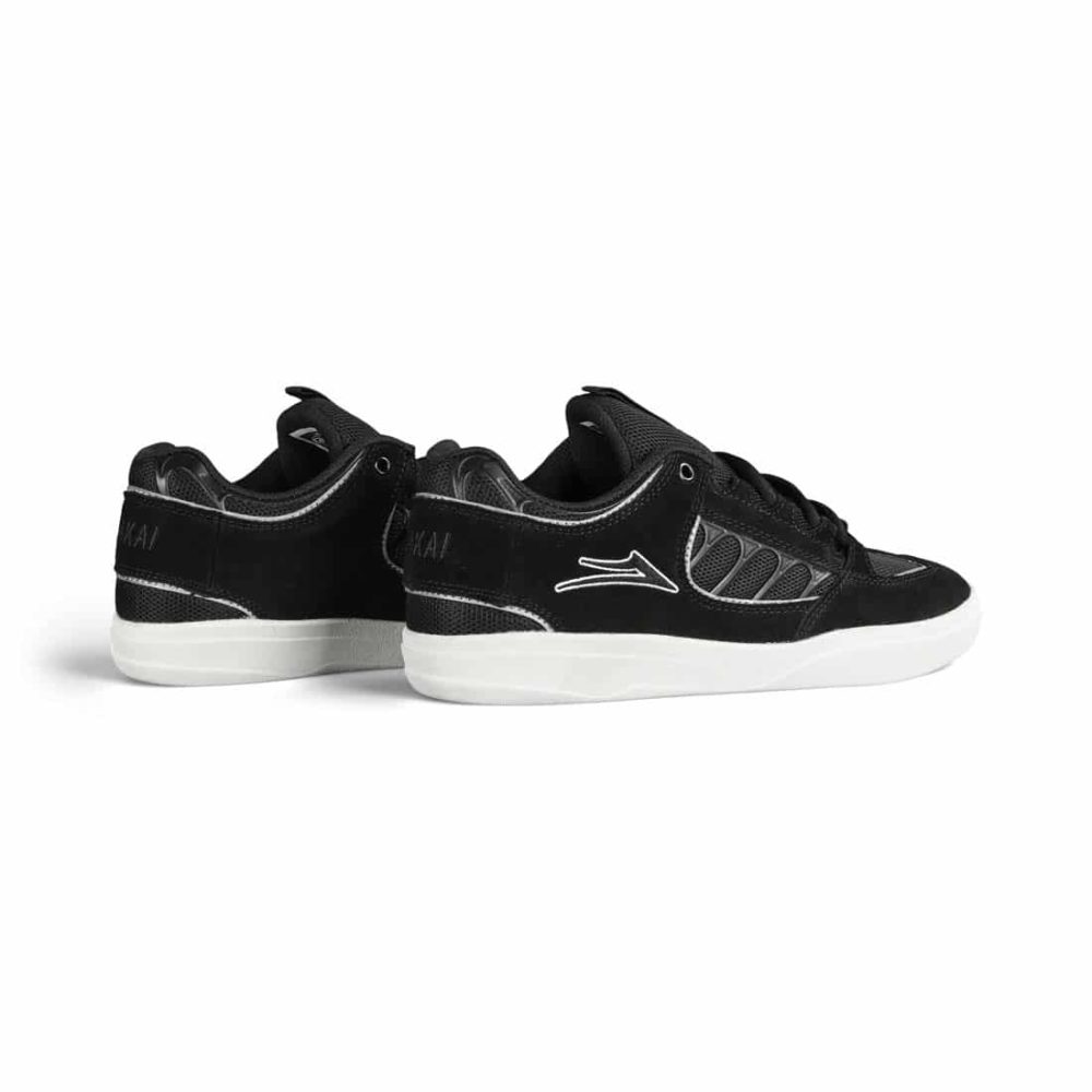 Lakai Carroll Skate Shoes - Black White Suede