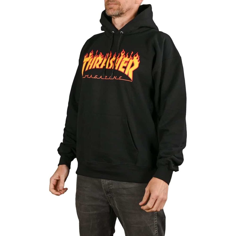 Thrasher Flame Logo Pullover Hoodie - Black