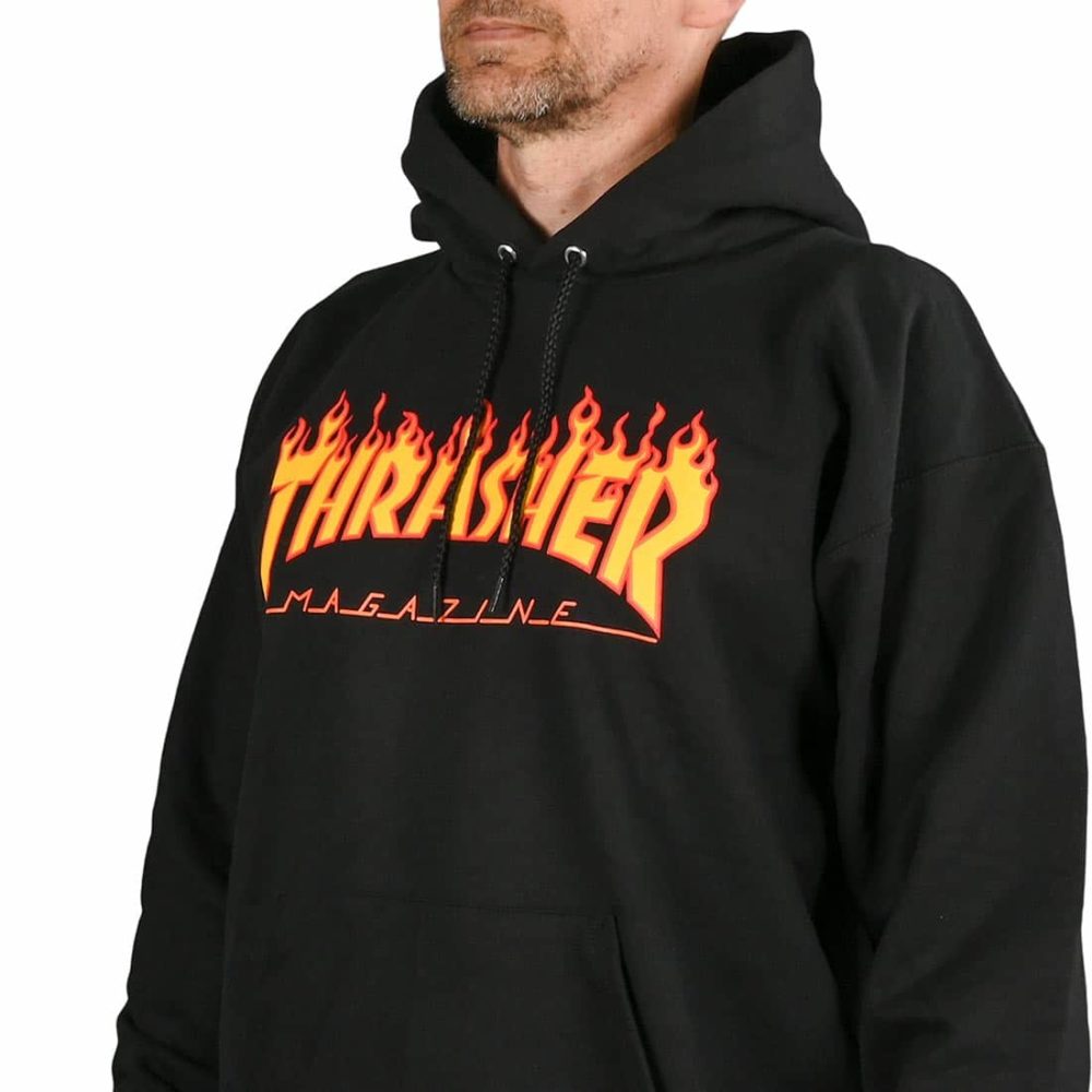 Thrasher Flame Logo Pullover Hoodie - Black