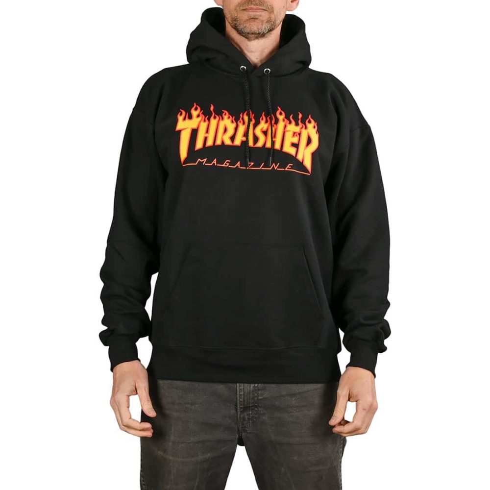 Thrasher Flame Logo Pullover Hoodie - Black