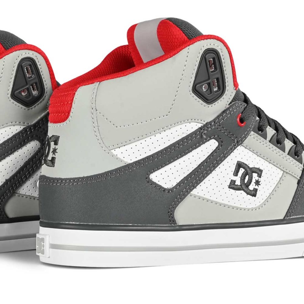 DC Pure High Top WC Skate Shoes - Grey / Red / White