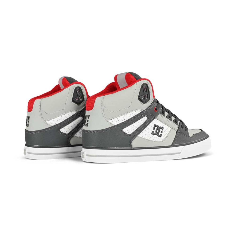 DC Pure High Top WC Skate Shoes - Grey / Red / White