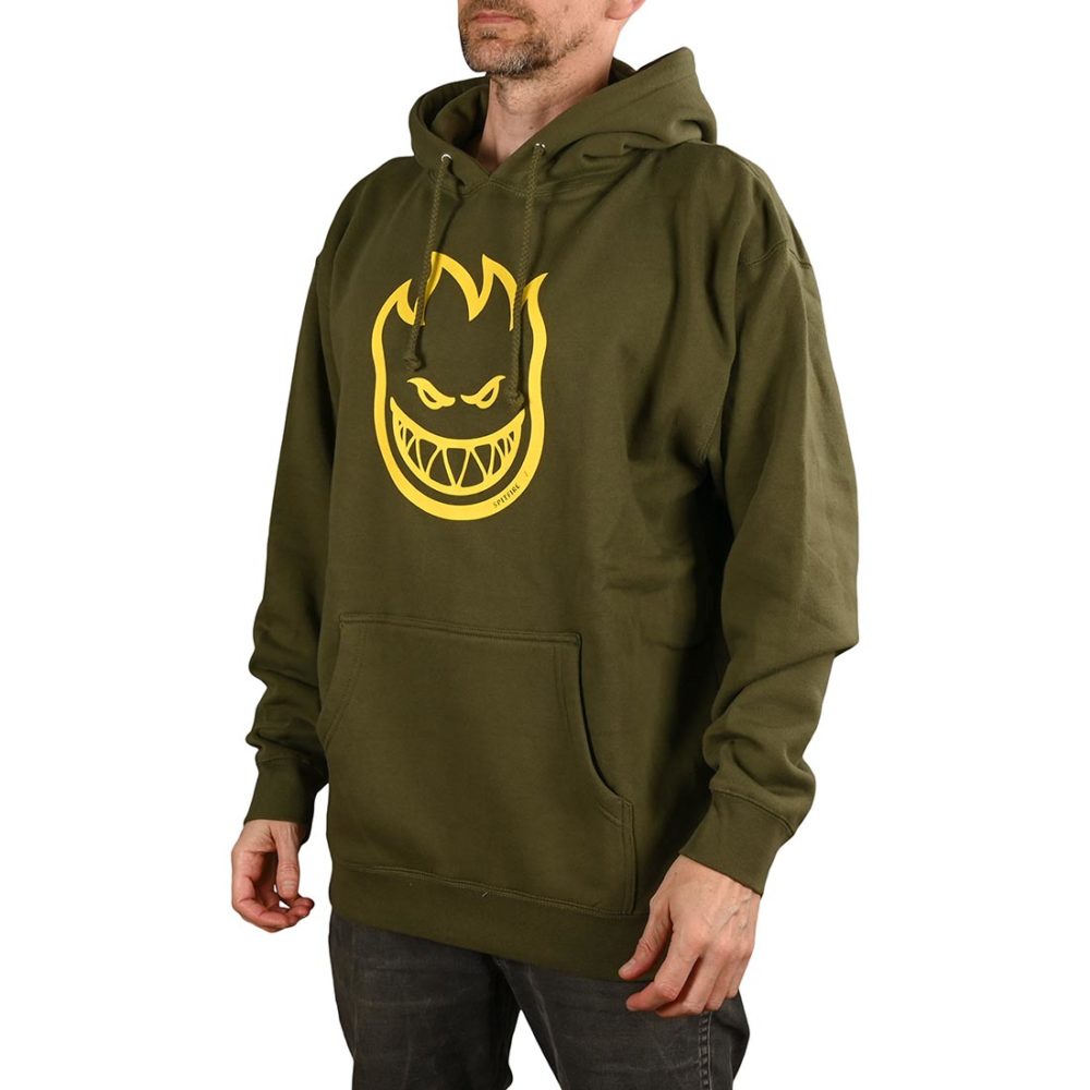 Spitfire Bighead Pullover Hoodie - Army / Yellow