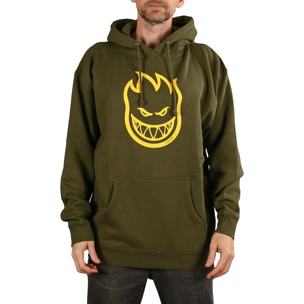 Spitfire Bighead Pullover Hoodie - Army / Yellow