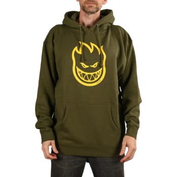 Spitfire Bighead Pullover Hoodie - Army / Yellow