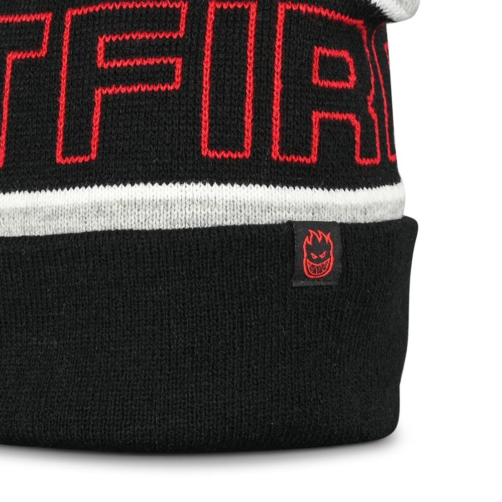 Spitfire Classic 87' Pom Cuff Beanie Hat - Heather Grey / Black / Red