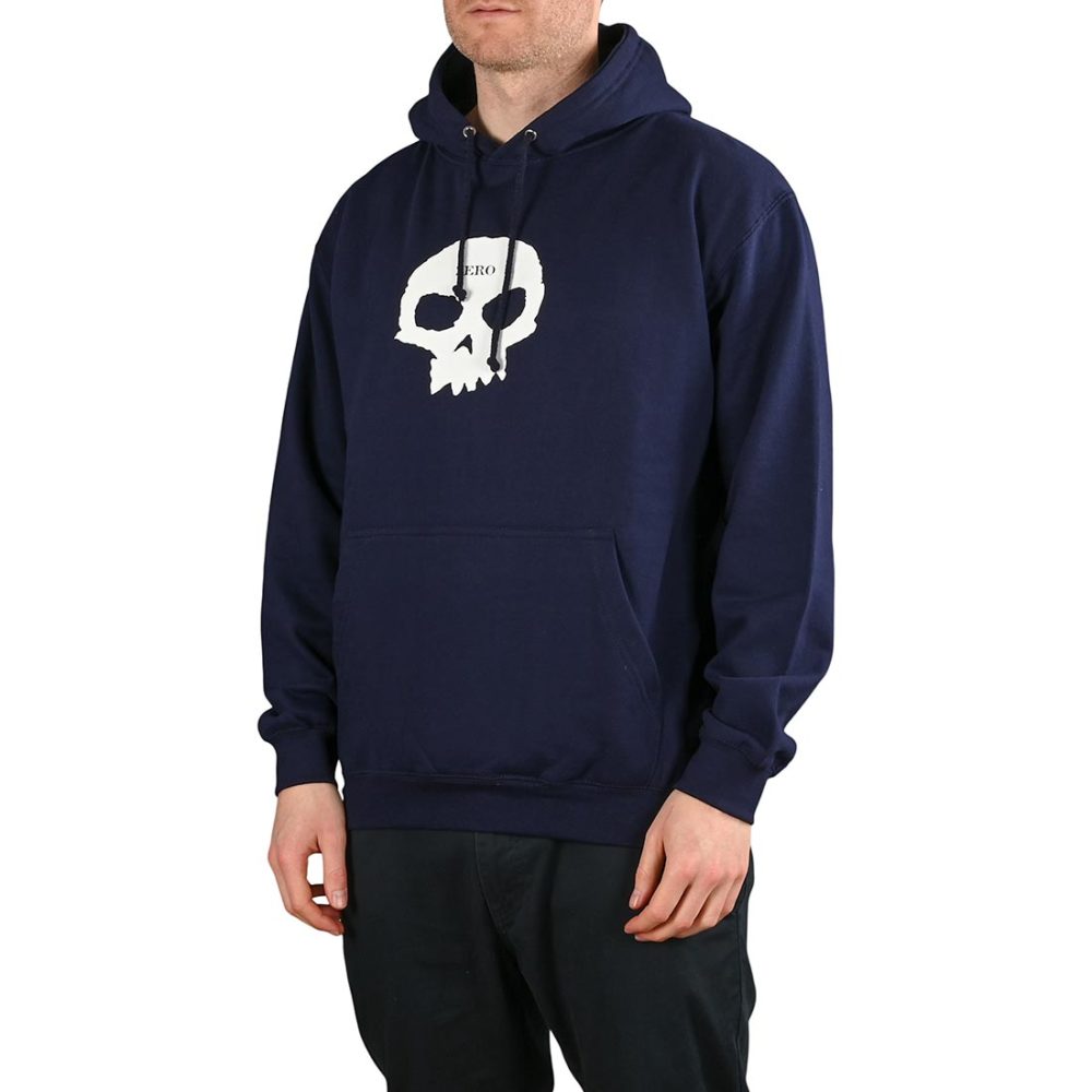 Zero Single Skull Pullover Hoodie - Navy / White