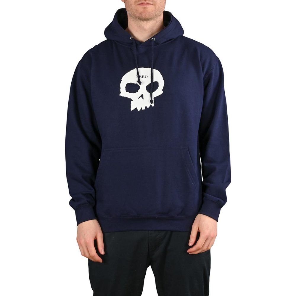 Zero Single Skull Pullover Hoodie - Navy / White