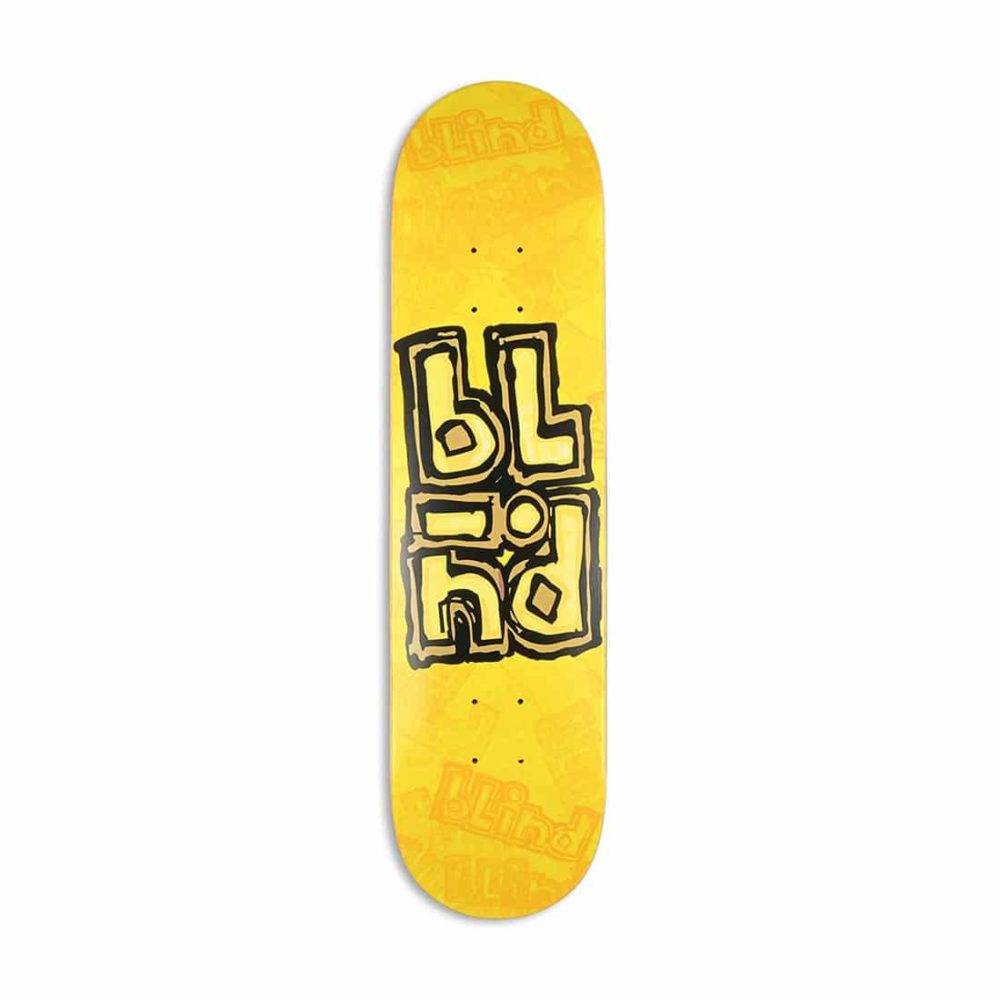 Blind OG Stacked Stamp 7.75" Skateboard Deck - Yellow
