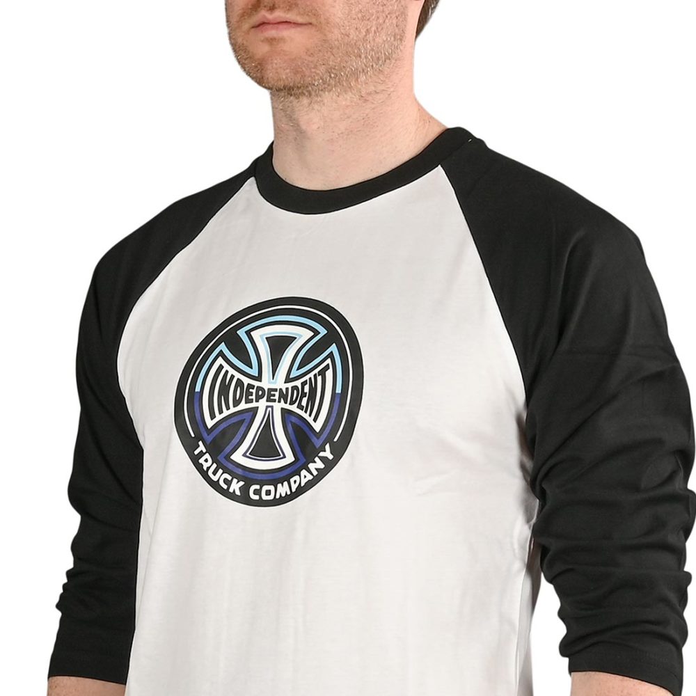 Independent Split Cross 3/4 Baseball T-Shirt - Black / White