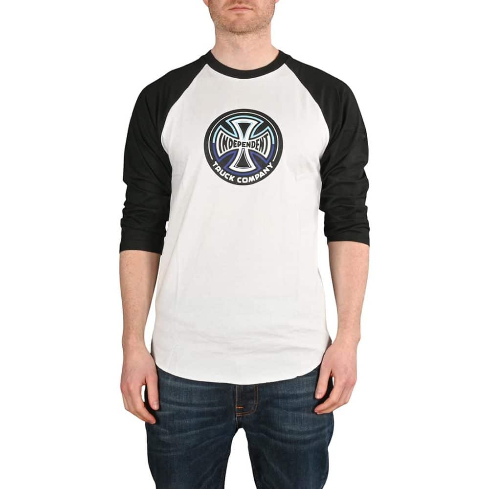 Independent Split Cross 3/4 Baseball T-Shirt - Black / White