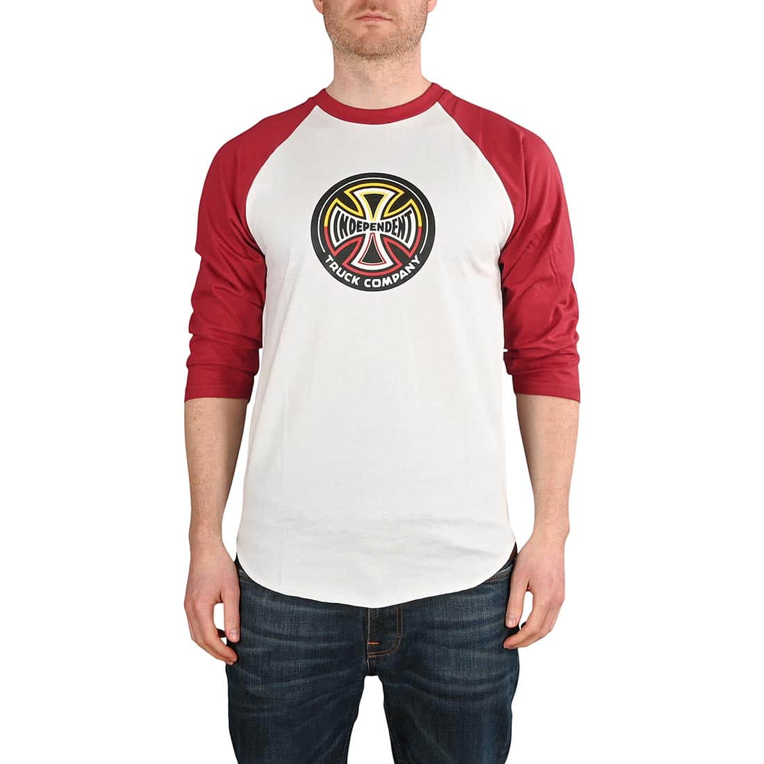 Maroon and white baseball hot sale tee