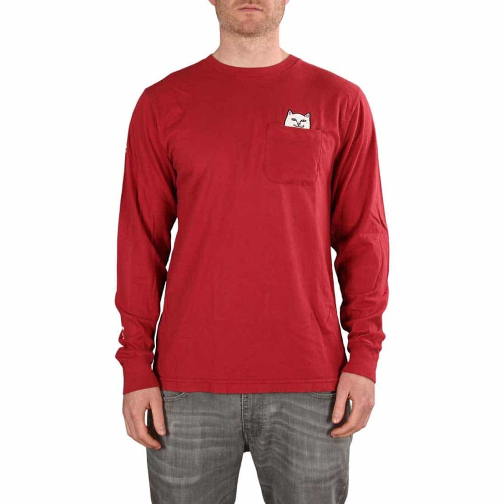 RIPNDIP Lord Nermal L/S Pocket T-Shirt - Burgundy