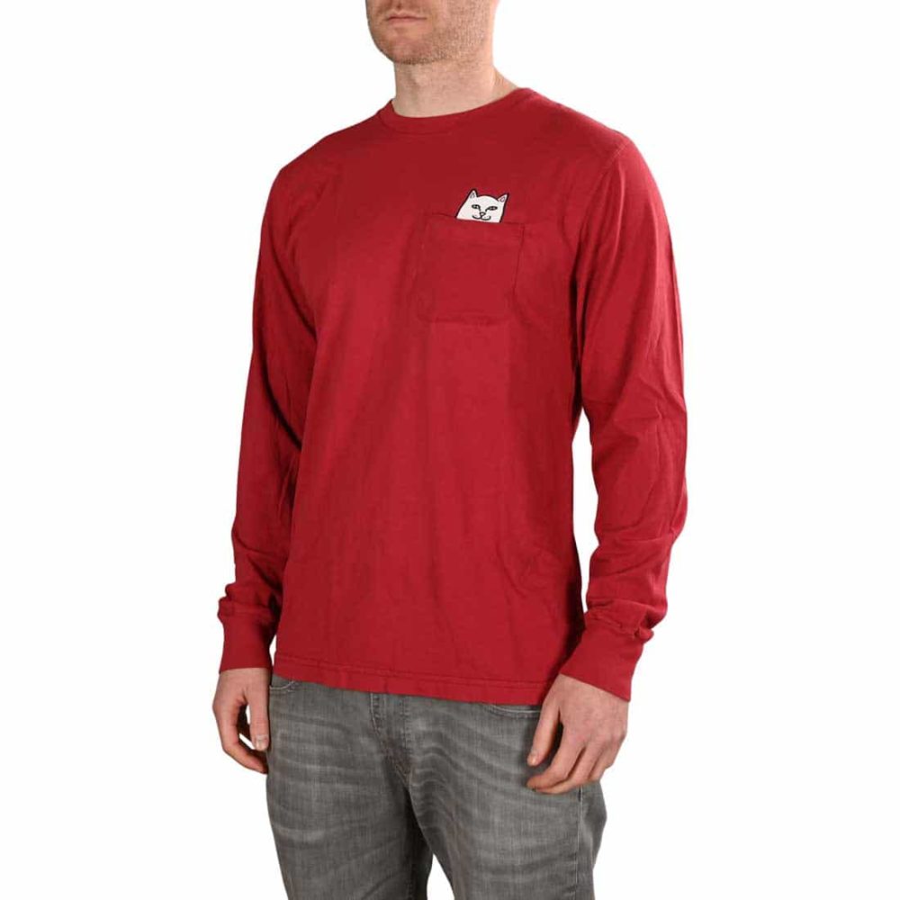 RIPNDIP Lord Nermal L/S Pocket T-Shirt - Burgundy