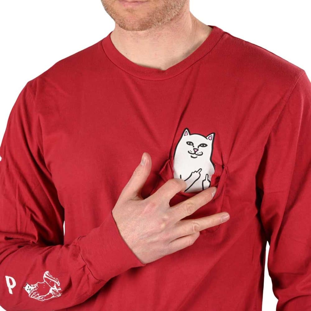 RIPNDIP Lord Nermal L/S Pocket T-Shirt - Burgundy