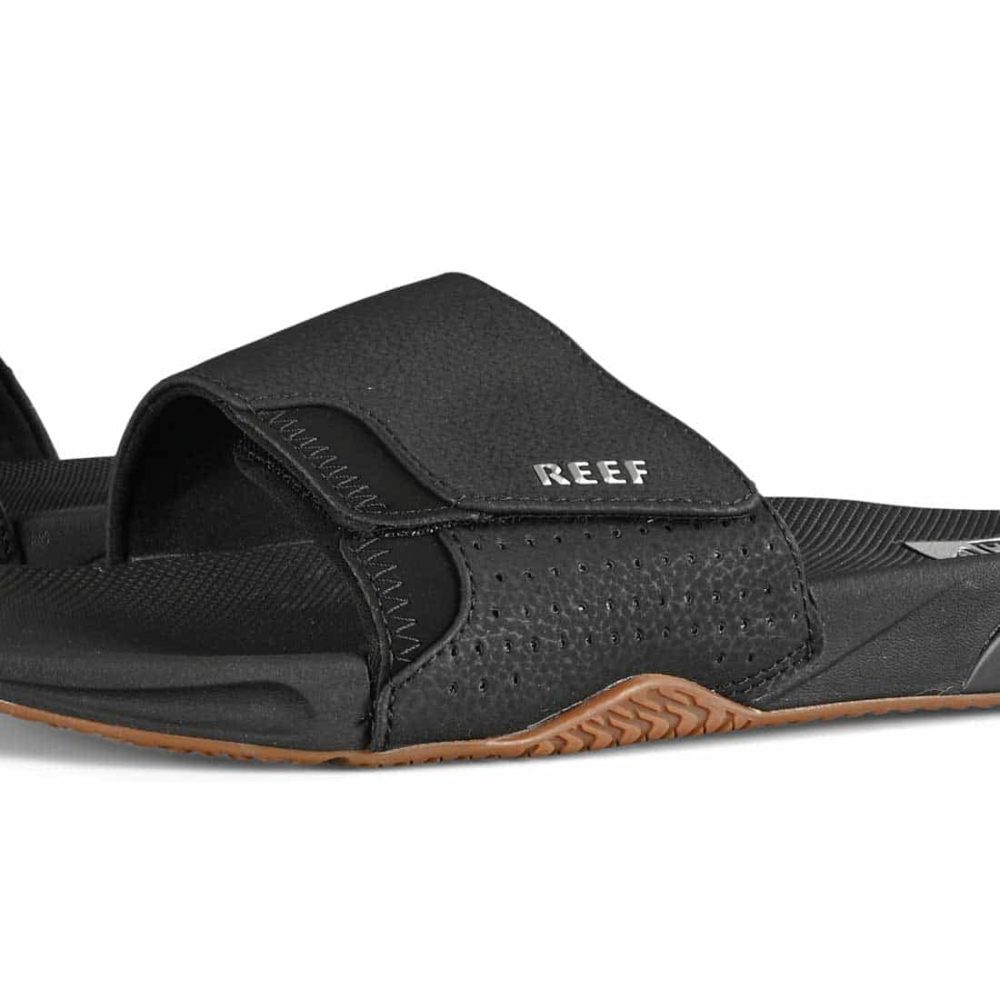 Reef Fanning Slide Sandals - Black / Silver