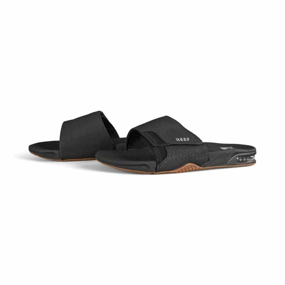 Reef Fanning Slide Sandals - Black / Silver