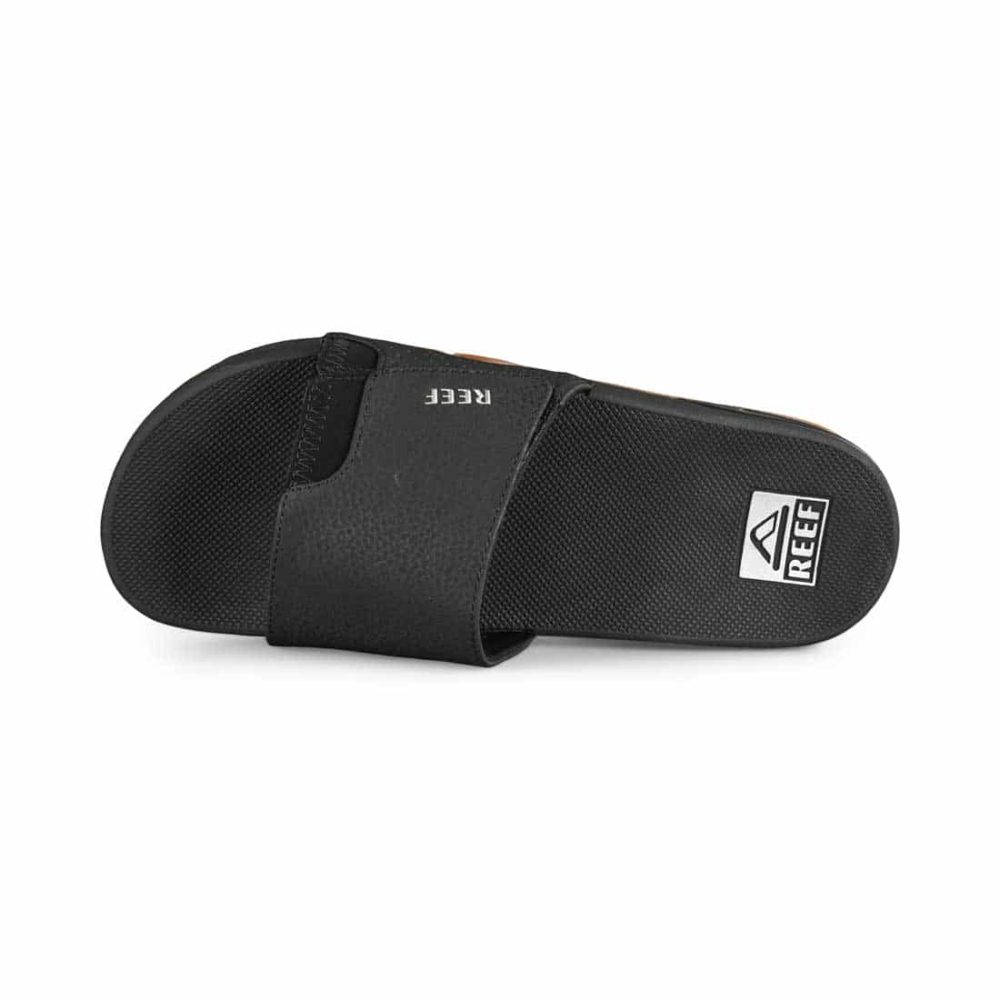 Reef Fanning Slide Sandals - Black / Silver