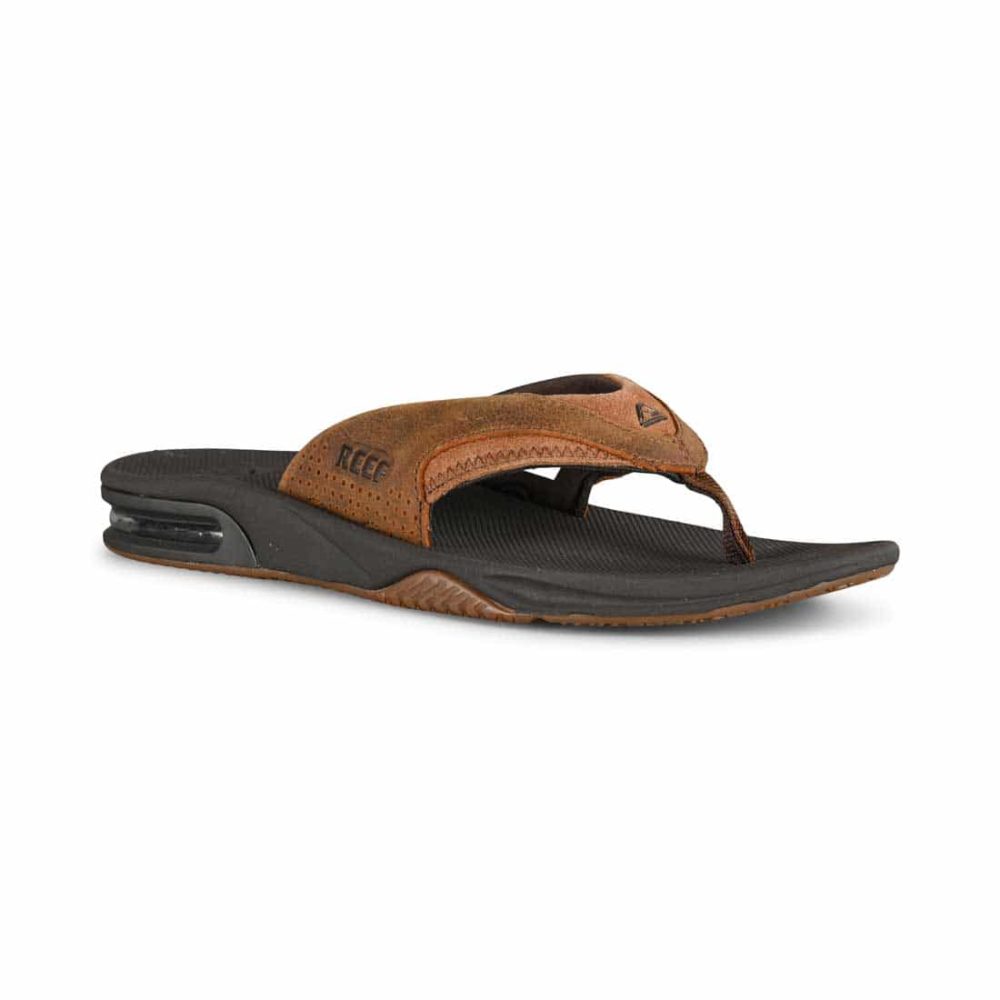 Reef Leather Fanning Sandals - Bronze