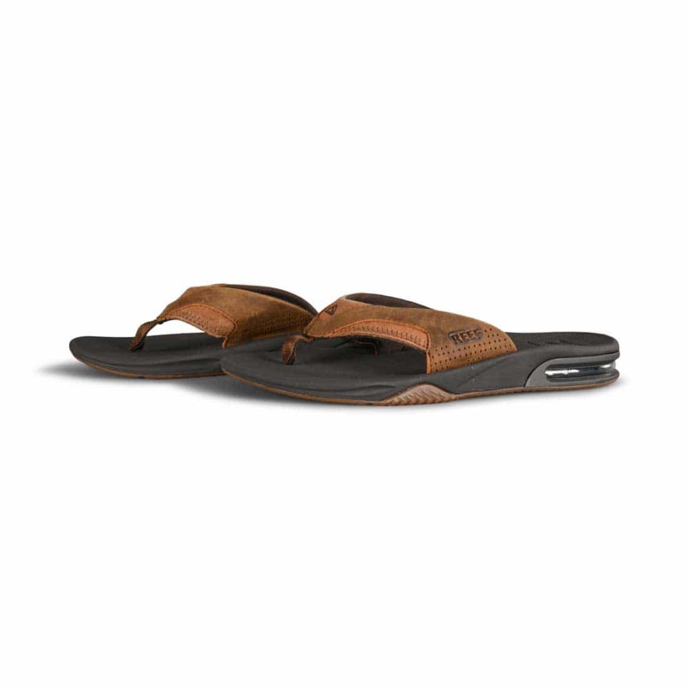 Reef Leather Fanning Sandals - Bronze