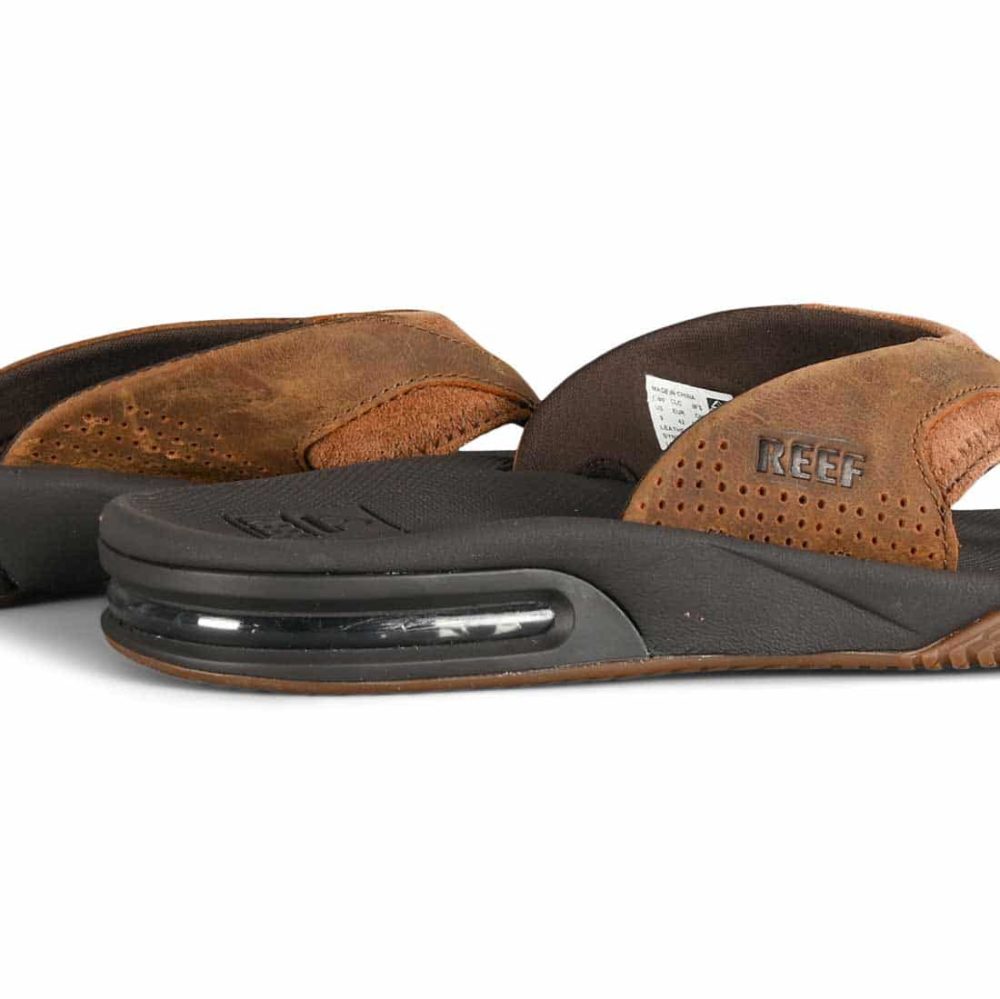 Reef Leather Fanning Sandals - Bronze