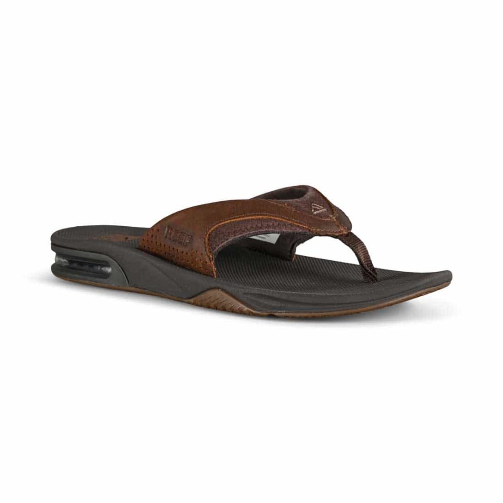 Reef Leather Fanning Sandals - Dark Brown