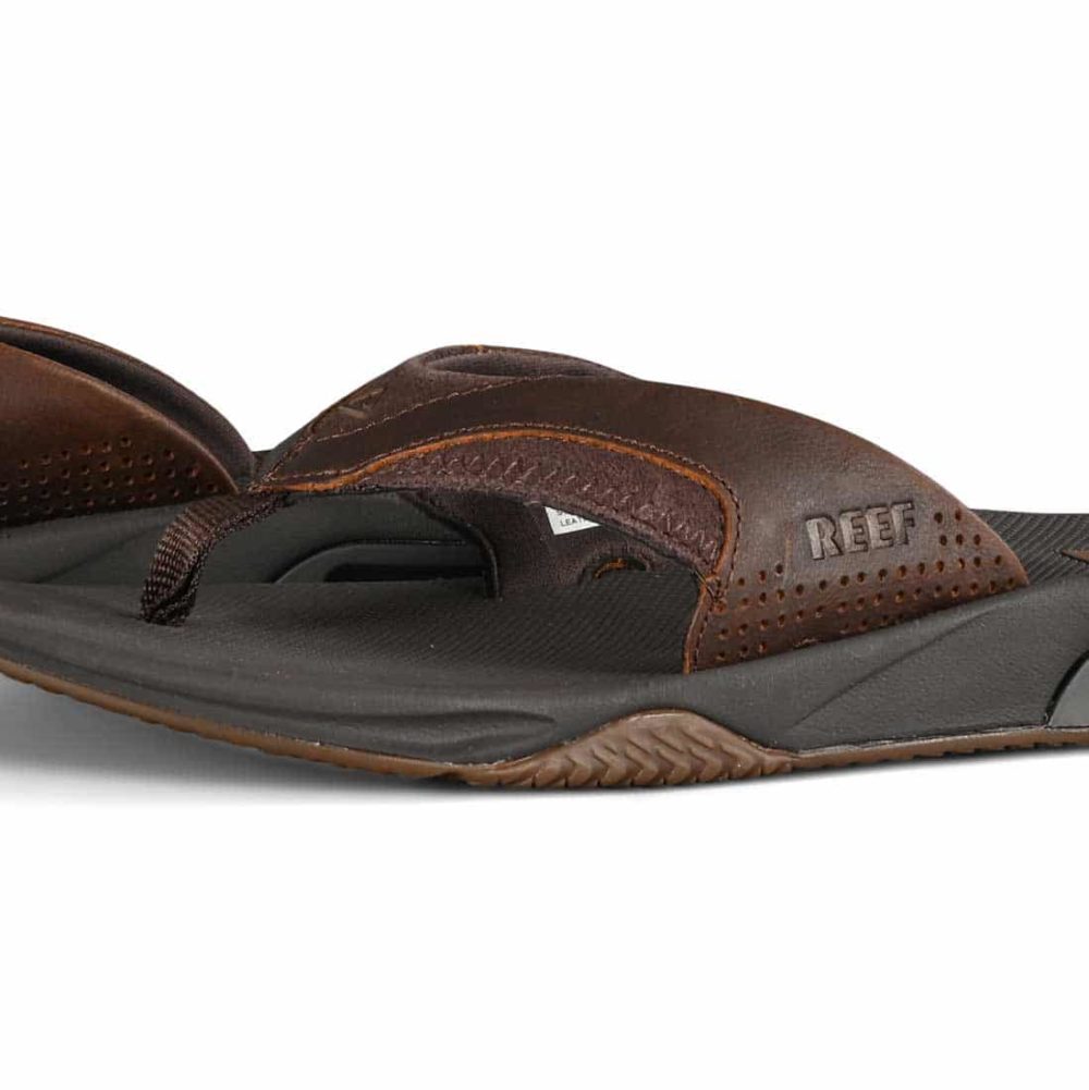 Reef Leather Fanning Sandals - Dark Brown