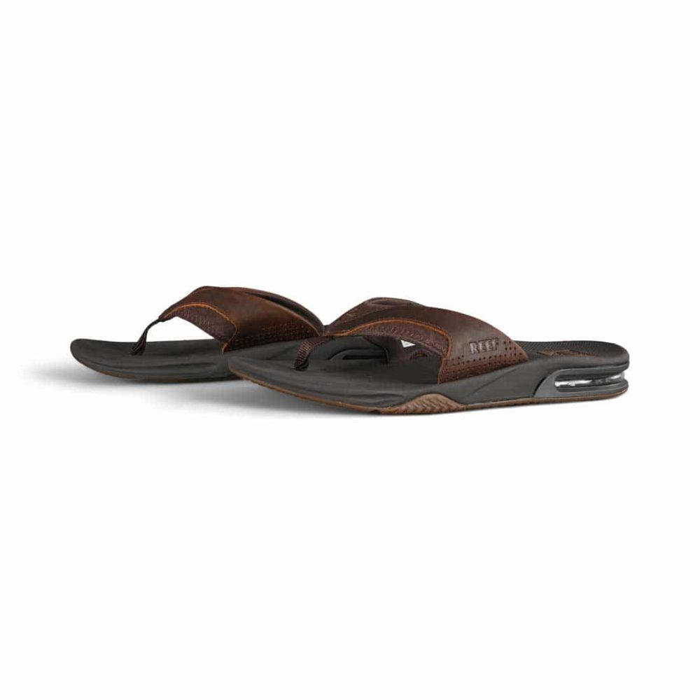 Reef Leather Fanning Sandals - Dark Brown