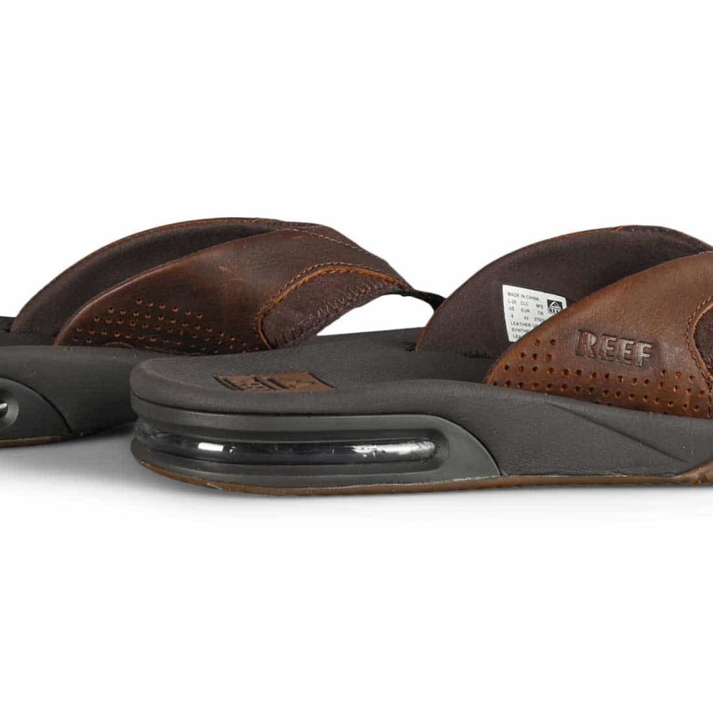 Reef Leather Fanning Sandals - Dark Brown