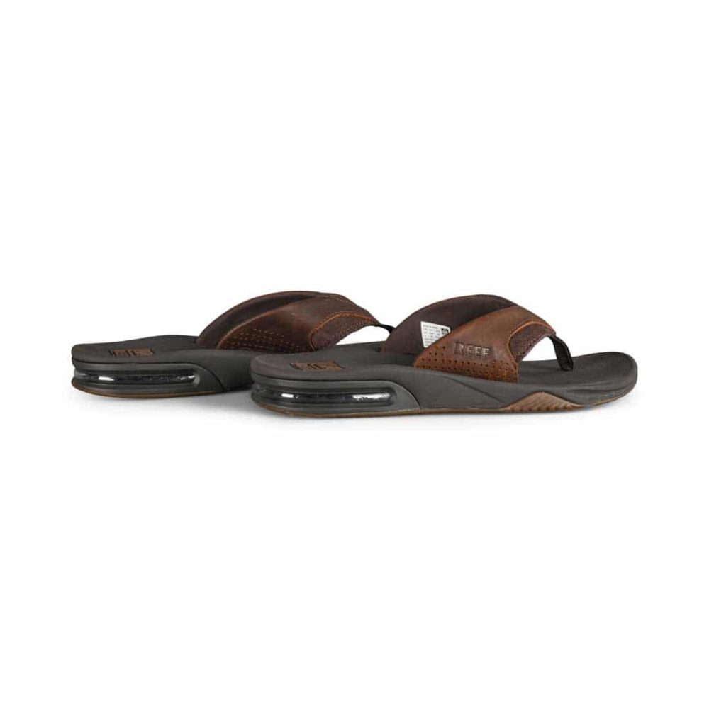 Reef Leather Fanning Sandals - Dark Brown