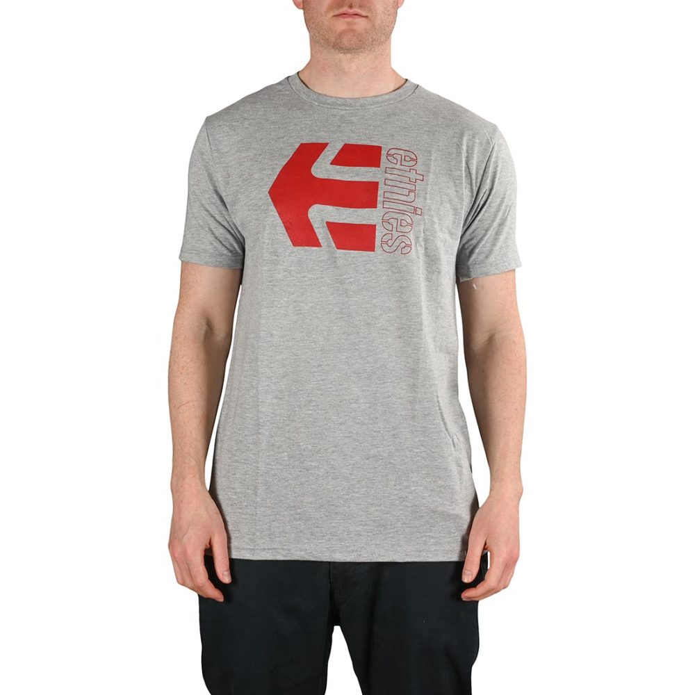 Etnies Corp Combo S/S T-Shirt - Grey/Red