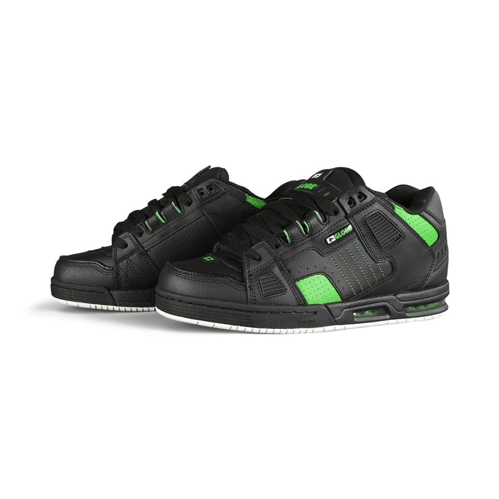 Globe Sabre Skate Shoes - Black / Moto Green